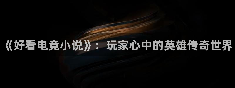 南宫电竞app：《好看电竞小说》：玩家心中的英雄传奇世界